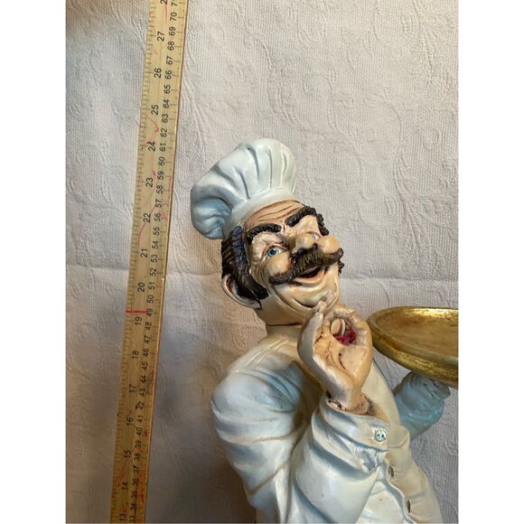 Vintage Chef 25" Tall Standing Resin w/Spinning Tray and Chef's Hat and Spoon - Picture 10 of 16